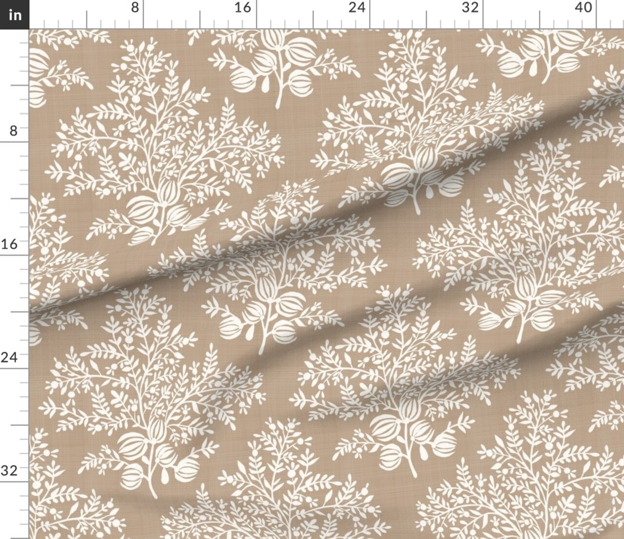Floral Silhouette Large Scale Bouquet Block Print Grandmillenial Custom Printed Fabric by Spoonflower Various Fabrics by the Yard or Fat Quarter